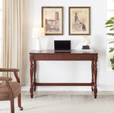 MODERION Solid Wood Computer Desk with 2 Drawers, Traditional Vanity Dressing Table, 46” Home Office Writing Desk, Workstation Easy Assembly Cherry MODERION