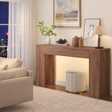 knoworld 63-Inch Long Console Table with LED Light, Farmhouse Sofa Table Behind Couch, Wooden Console Table for Entryway, Hallway, Entrance, Living Room knoworld