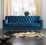 Iconic Home Dylan Velvet Modern Contemporary Button Tufted with Silver Nailhead Trim Round Acrylic Feet Sofa Iconic Home