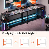 JOISCOPE Computer Desk with USB & Type-C Outlet, Small Home Office Desk with 2-Tier Storage Shelves, Modern Gaming Desktop Workstation, 48 inches, Black JOISCOPE