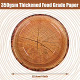 peony man 50 Count Wood Grain Paper Plates 9" Rustic Wood Slice Paper Plates Disposable Party Dinner Plates Farmhouse Round Paper Plate for Dining Table Decor Cut Timber Party Supplies peony man