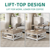 YITAHOME Coffee Tables with Living Room, Lift Top Coffee Table with Storage, Farmhouse Coffee Table, Square Wood Center Table Cocktail Table, Grey Wash YITAHOME