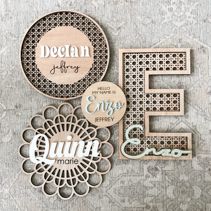 Custom Boho Wood & Acrylic Personalized Name Sign, 3D Layered Handmade Rattan Wall Decor for Nursery or Child's Bedroom - Gift for Baby Shower, - WoodArtSupply