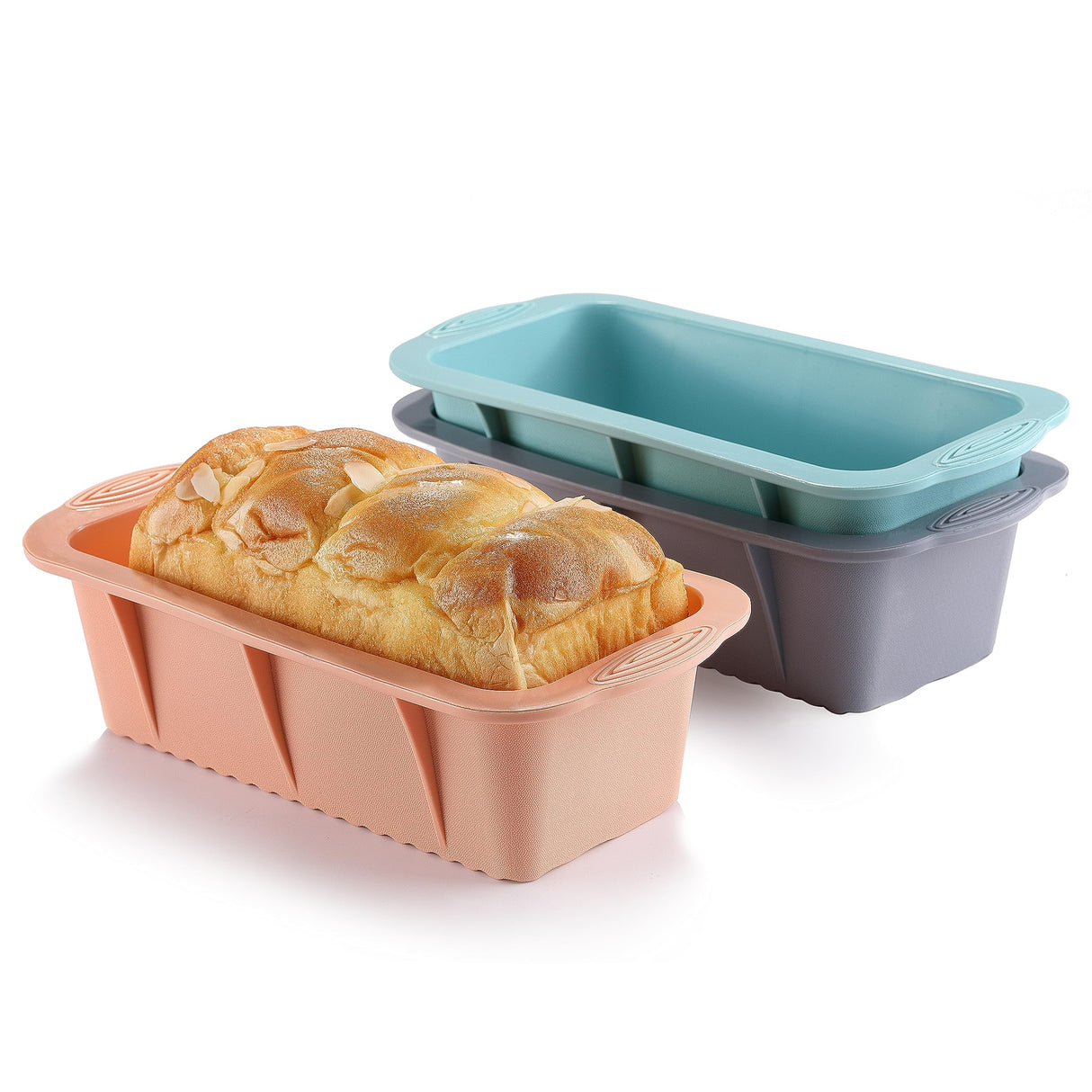 MONGSEW 3PCS Silicone Bread Loaf Pan, Non-Stick Bread Pans for Baking, Easy Release Loaf Pan, Great for Homemade Bread, Cakes, Brownies, Dishwasher Safe (3 Colors, Nesting Design) MONGSEW