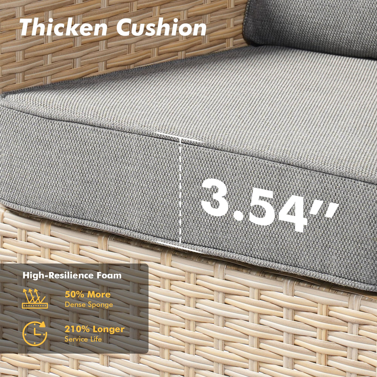 ovios 8-Piece Wicker Patio Furniture Set with Ottoman, Conversation Set with Water Resistant Thick Cushions, Outdoor Sectional Sofa for Outside Patio Balcony (Grey) ovios