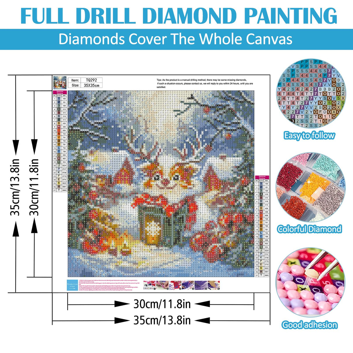 Christmas Elk House Diamond Painting Kits for Adults, 5D Winter Diamond Art Kits for Adults Beginners, DIY Full Round Drill Diamond Dot Painting Gem Art Kits for Adult, Home Wall Decor 13.8x13.8 Inch LKHMVCA
