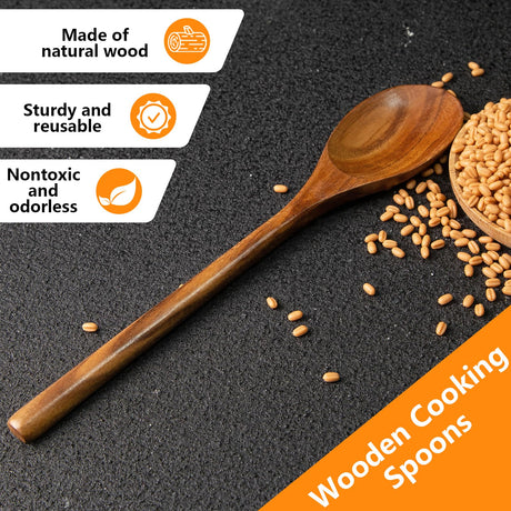 HAKSEN 2PCS Wooden Cooking Spoons, Wooden Kitchen Utensil Large Cooking Spoon for Cooking Serving Mixing HAKSEN