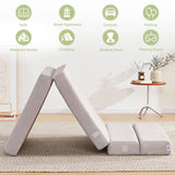 Lazyzizi Folding Sofa Bed Foldable Futon Couch Bed 4Inch Sleeper Floor Sofa for Adults, Camper, Guest, with Headrest, Breathable & Washable Cover (Single) Lazyzizi