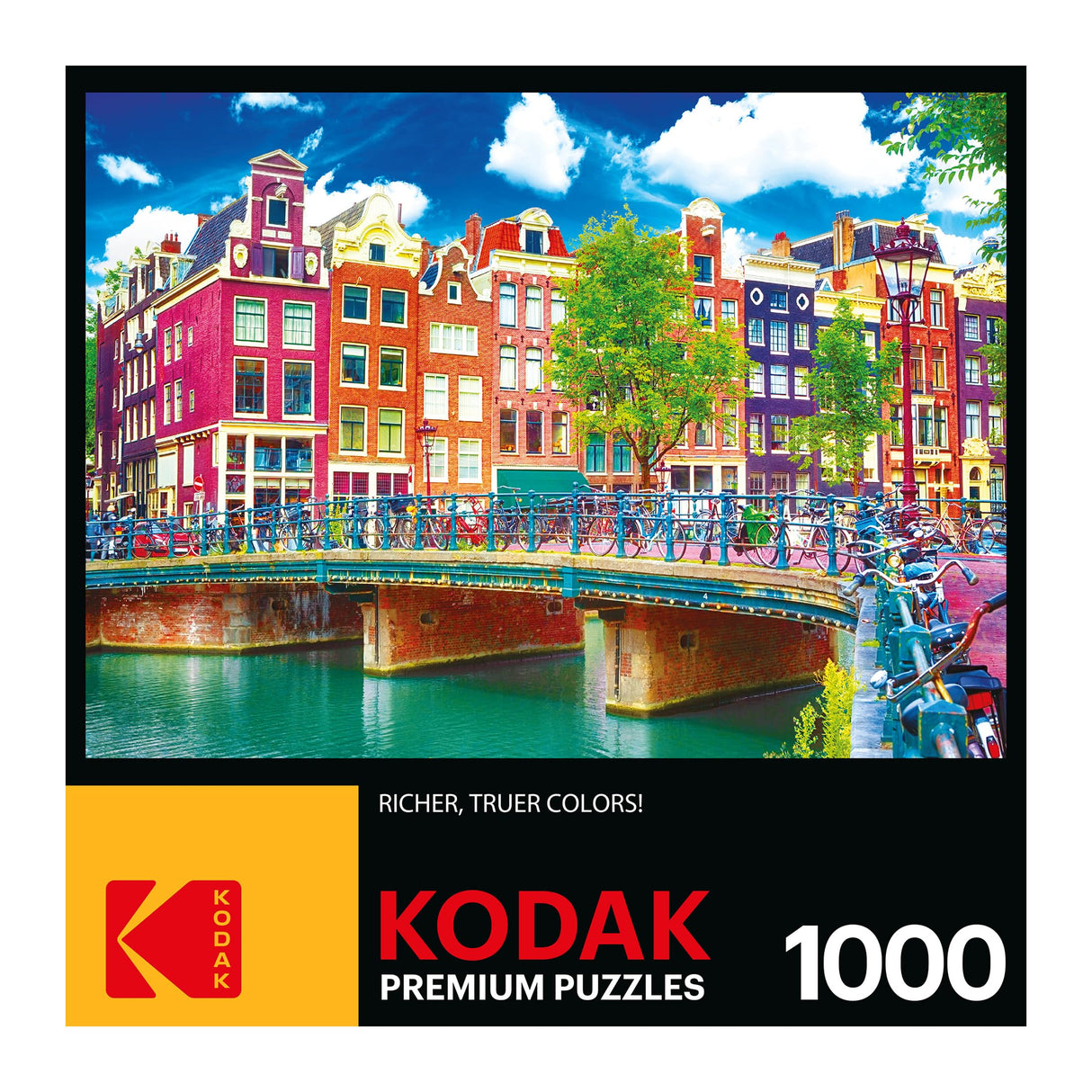 RoseArt - Kodak Premium - Colorful Waterfront Buildings, Amsterdam - 1000 Piece Jigsaw Puzzle for Adults RoseArt