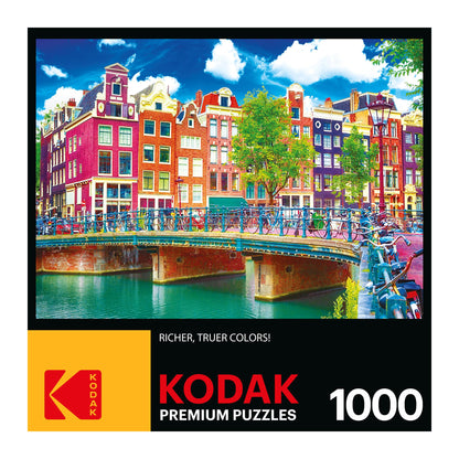 RoseArt - Kodak Premium - Colorful Waterfront Buildings, Amsterdam - 1000 Piece Jigsaw Puzzle for Adults