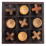 INTAJ Tic Tac Toe Wooden Board Game Table Toy Player Room Decor Tables Family XOXO Decorative Pieces Adult Rustic Kids Play Travel Backyard Discovery Night Level Drinking Romantic Decorations INTAJ