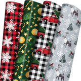 GIOLNIAY Christmas Wrapping Paper for Men Women Kids - Holiday Gift Wrap Red & Black Plaid with Truck, Black & White Plaid with Snowflake Xmas Design - 6 Jumbo Sheets, 28″×40″ Each, Easy to Store GIOLNIAY
