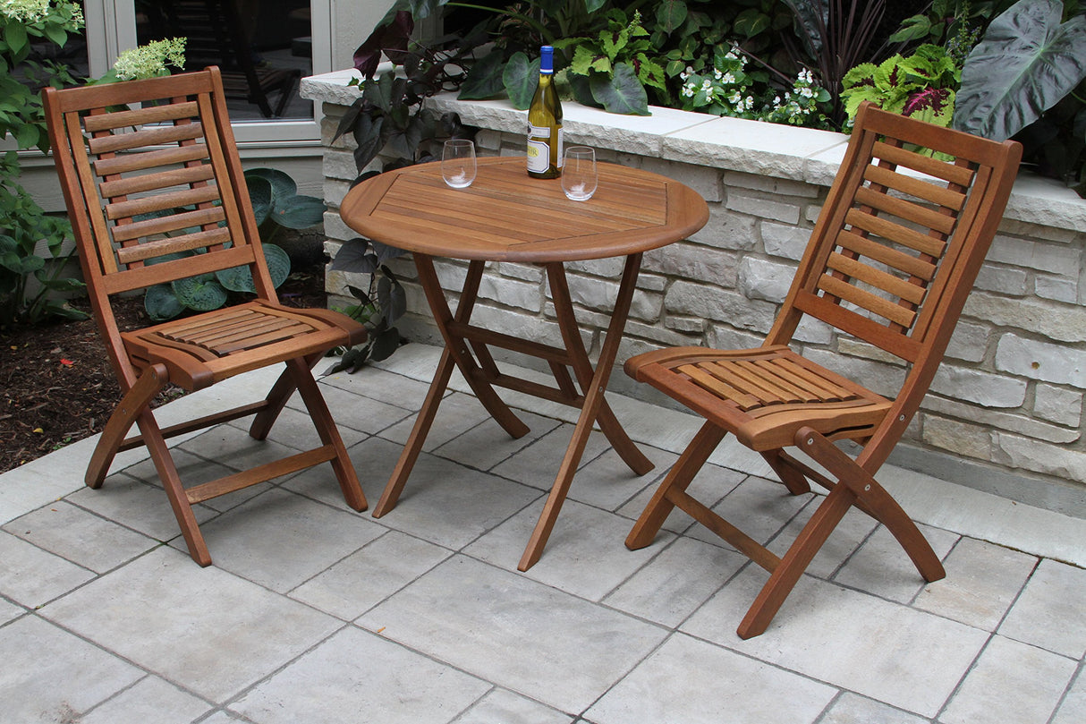 Folding Eucalyptus Side Chair Fully Assembled, 2 pack Outdoor Interiors