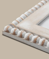 Afuly 5x7 Farmhouse Picture Frame Boho White Beads Photo Frame Wooden Distressed Wall Hanging Desk Standing Decor Artwork Personalized Birthday Gifts for Family, Couple, Friends Afuly