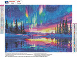 MXJSUA Ice Lake Aurora Diamond Painting Kits for Adults, DIY Round Diamond Gem Art Kits, Diamond Dots Drill Art Kits Completes for Beginners Picture Craft for Home Wall Decor 12x16 inch MXJSUA
