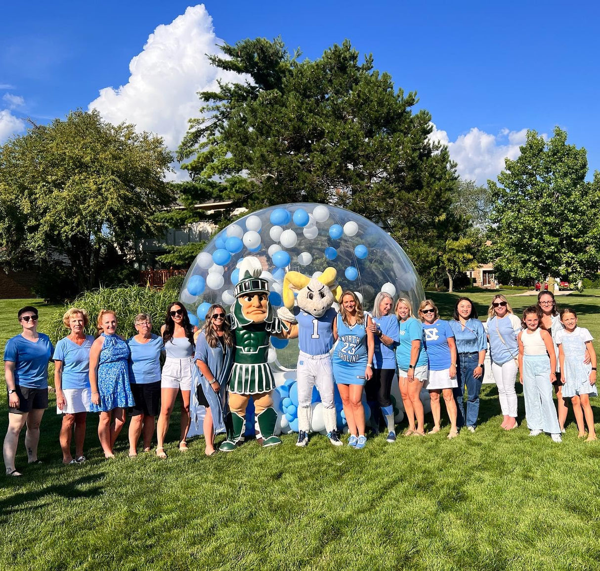 GZYSINFLA Inflatable Bubble Tent House Outdoor Transparent Commercial Grade Tarpaulin PVC Tent Bubble Clear House with Blower Clear Dome Balloon Garden Tent, 10FT Diameter Bubble, 6FT Tunnel GZYSINFLA