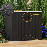 Mrosaa Large Outdoor Storage Box,Resin Sheds&Outdoor Storage Waterproof/Lockable,Outdoor Storage Cabinets for Balcony,Garage,Backyard (37Cu.ft-Black White) Mrosaa