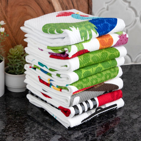 T-fal Textiles Double Sided Print Woven Cotton Kitchen Dish Towel Set, 2-pack, 16" x 26", Coffee Cups Print T-Fal