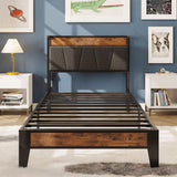 LIKIMIO Twin XL Bed Frames, Storage Headboard with Charging Station, Solid and Stable, Noise Free, No Box Spring Needed, Easy Assembly LIKIMIO