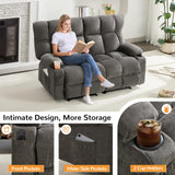 Oversized Loveseat Recliner Sofa, Big Large Reclining Sofa with Cup Holders & Side Pockets, Traditional 2-Seater Manual Recliner Couch for Living Room, RV, Home Theater (Fabric, Grey) Sofetura