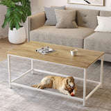 SAYGOER Coffee Table Simple Modern Coffee Tables Open Design Rectangular Minimalist Center Table for Living Room Home Office, Easy Assembly, 39.37 x 19.69 x 17.72, OAK White SAYGOER