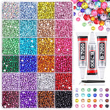 22000Pcs Resin Rhinestones for Bedazzling with Tweezers, Multicolor 2/3/4mm Rhinestones for Crafting with 3Pcs 10ml B7000 Jewelry Glue for DIY Crafts Clothing Tumblers Shoes Fabric Nail Art TINKRSTUFF