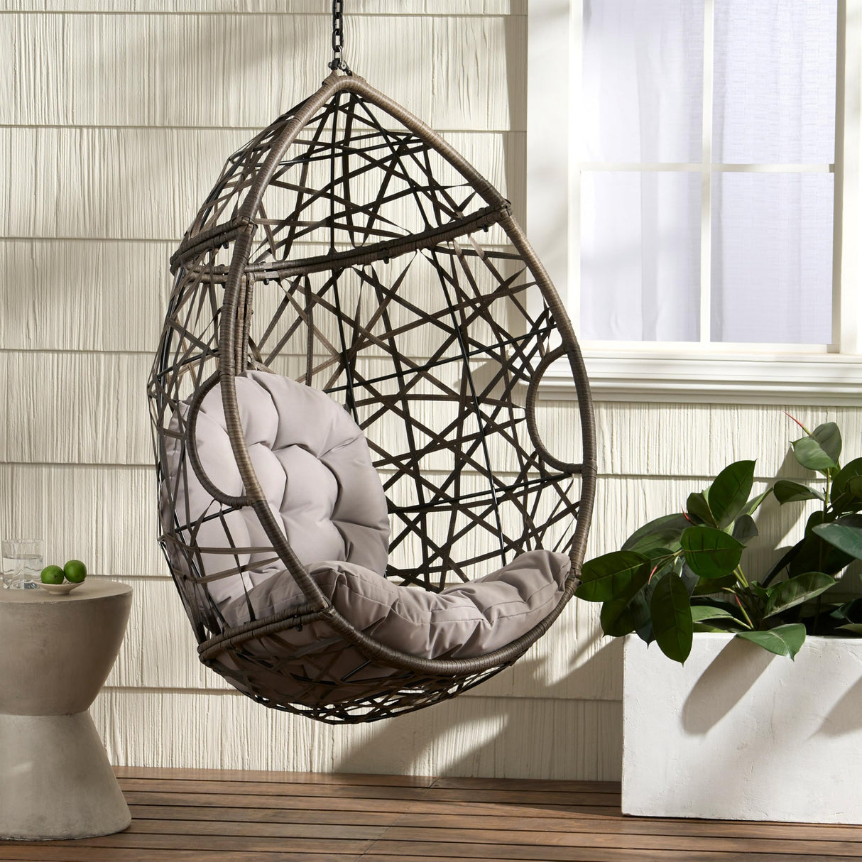 Christopher Knight Home Cayuse Outdoor Wicker Hanging Egg Chair, Gray Christopher Knight Home