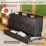 Keloyid Solid Wood Murphy Bed Cabinet：Queen Size Murphy Bed with USB Charging Station and Large Storage Drawer for Home，Optimize Sleeping Space（Mattress Not Included） Retro Brown Black-21 Keloyid