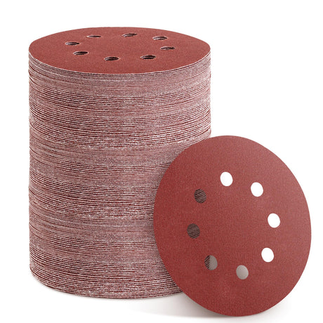 YEHBS 150pcs Sanding Discs Set, 5-Inch 8-Hole Sandpaper, Including 60,80,100,120,150,180,240,320,400,600 Grit for Woodworking or Automotive YEHBS