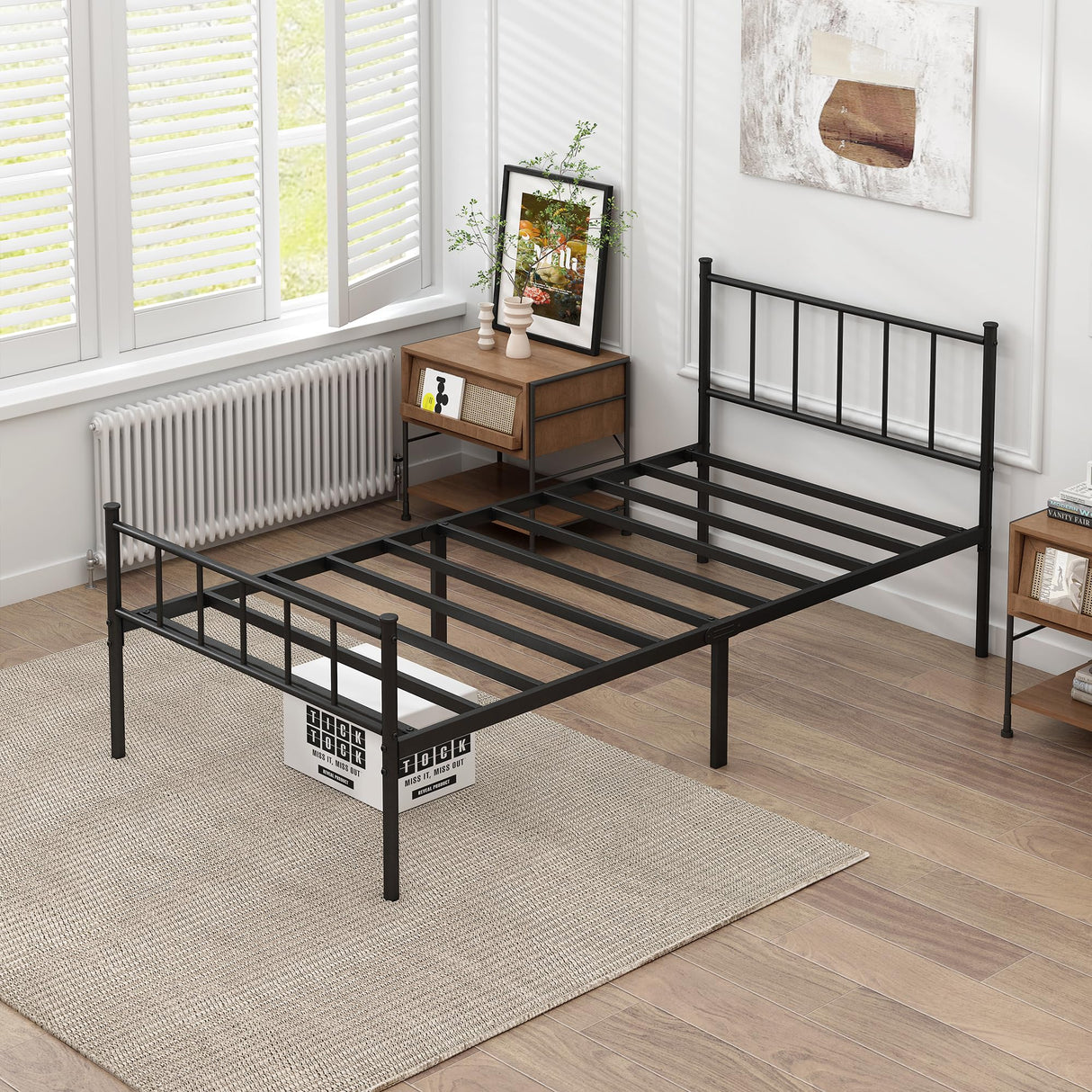 DIIYIV Twin Bed Frame-Classic Metal Platform Bed Frame,Mattress Foundation with Steel Slat Support,Under Foundation Storage,No Box Spring Needed, Easy Assembly, Twin Size DIIYIV