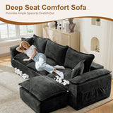 Korser 122" Sectional Couches for Living Room, Modular Boneless Couch with Deep Seat & Fluffy Cushion, Cozy Double-Layer Cushioned Sofa with Convertible Ottoman, Comfy Cloud Sofa, No Assembly Required Korser
