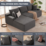 Mangodan Cloud Sectional Couch, Boneless Sofa for Living Room, Modular Sectional Sofa with Deep Seat, Fluffy Comfy Couch with L-Shaped Chaise, No Assembly Required, Dark Grey Mangodan