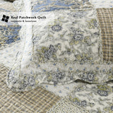 Yvooxny Quilt Set King Size Reversible Country Farmhouse Floral Real Patchwork Quilted Bedspread 3-Piece Quilt Set with Pillowcases with Ruffles for All Seasons, 96 x 108 Inches Yvooxny