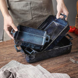 VICRAYS Ceramic Bakeware Set, Porcelain Rectangular Lasagna Pans Casserole Dish Set for Baking, Cooking, Kitchen, Cake Dinner, Banquet and Daily Use, 3 PCS, 15 x 8.5 Inches(Blue) vicrays