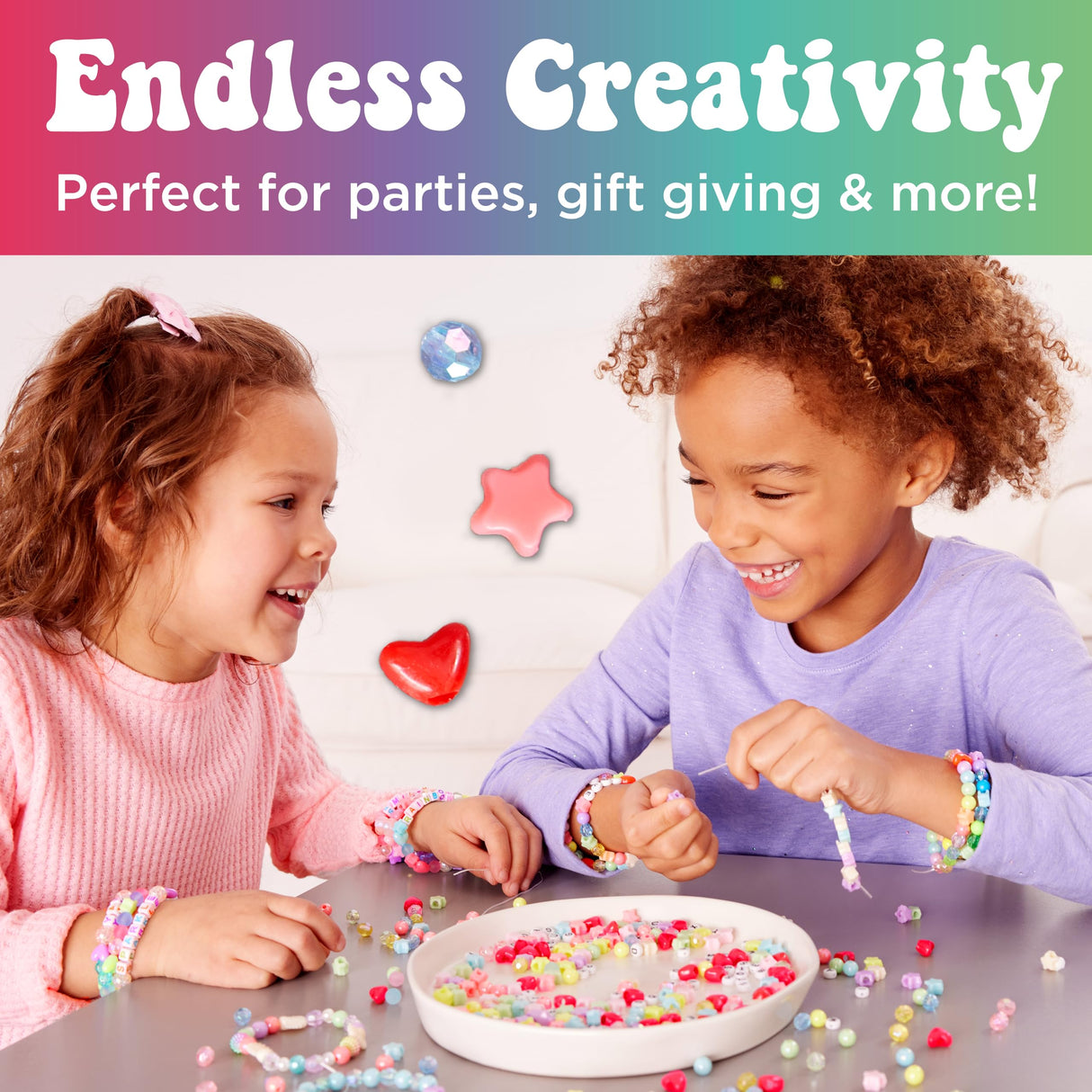 Creativity for Kids Rainbow Bead Jar Jewelry Making Kit: Makes 40+ Friendship Bracelets, DIY Crafts for Girls, Girls Gifts Ages 6-8+, Easter Basket Stuffers for Kids Creativity for Kids
