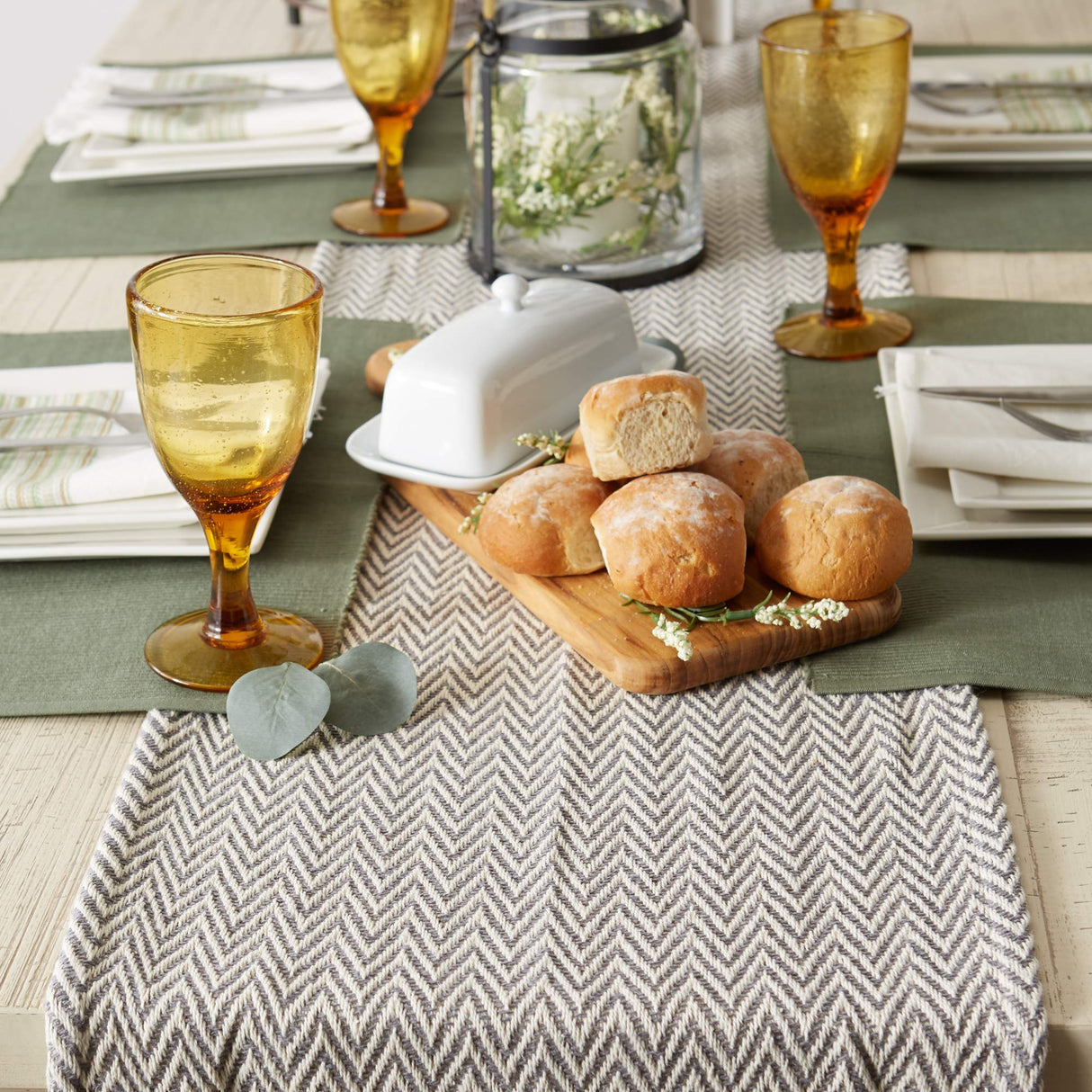 DII Woven Basic Tabletop Collection Chevron Table Runner, 15x72, Gray DII