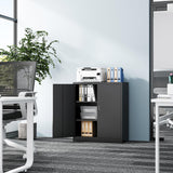 Fesbos Metal Storage Cabinet-36” Tall Steel File Cabinets with Lockable Doors and Adjustable Shelves-Black Steel Storage Cabinet for Home Office, School, Garage Fesbos