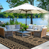Wallona Outdoor Rugs 5x8 ft Patio Waterproof Clearance Indoor Outdoor Carpet for Patio Plastic Straw Reversible Area Rugs Mat for RV, Camping, Balcony, Beach, Picnic, Porch, Boho Black & Brown Wallona