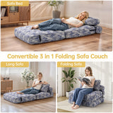 Airynee Folding Sofa Bed, Convertible Sleeper Chair Bed, Floor Couch for Adults with Back Support and Pillow, Comfy Floor Sofa Lounge for Small Spaces, Zha Blue Airynee
