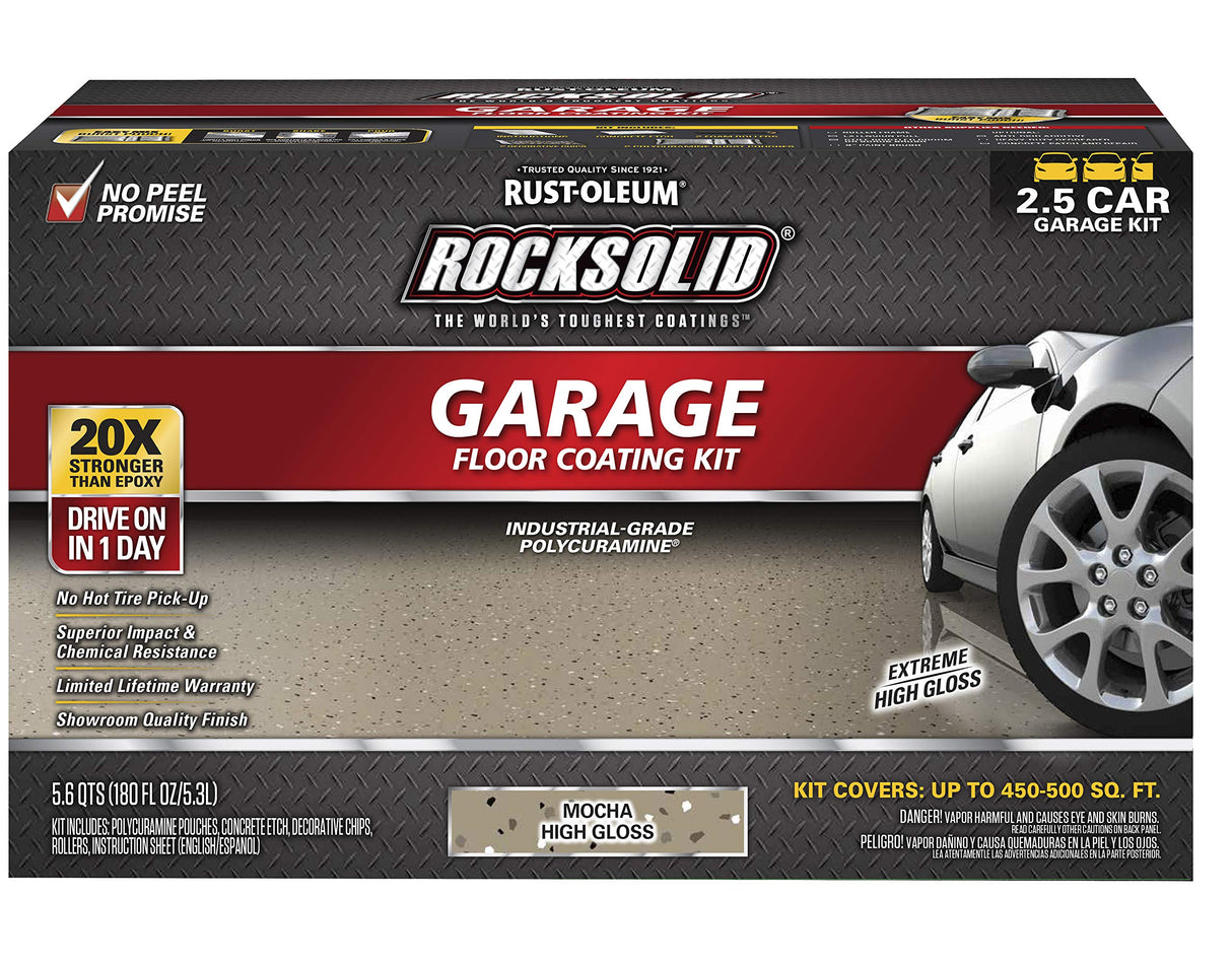 Rust-Oleum 293517 Rocksolid Polycuramine Garage Floor Coating, 2.5 Car Kit, Mocha Rust-Oleum