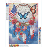 GDYEEH DIY 5D Flowers Butterfly Diamond Art Kits, Round Full Drill Dreamcatcher Diamond Painting Picture, Fantasy Painting by Numbers Art Kits for Adults Beginners Home Wall Decor 12x16 inch GDYEEH