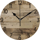 LANEABUY Decorative Wood Style Round Farmhouse Wall Clock 14 Inch Silent Non Ticking Battery Operated Home Decor Wall Clocks for Living Room, Bedroom, Kitchen LANEABUY