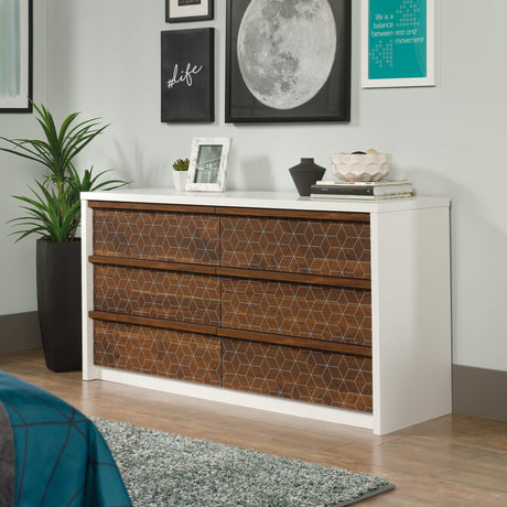 Sauder Harvey Park Dresser, L: 60.71" x W: 17.48" x H: 31.06", Soft White finish Sauder