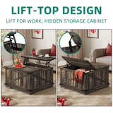 YITAHOME Farmhouse Lift Top Coffee Table, Square Wood Center Table with Large Hidden Storage Compartment for Living Room, Rustic Cocktail Table with Lift Top for Home Office,Dark Rustic Oak YITAHOME