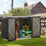 Flamaker 5.8 x 3.3 FT Storage Shed Outdoor Metal Trash Can Shed with Hydraulic Gas Rod Lockable Garden Tool Shed for Backyard, Lawn, Roadside Flamaker