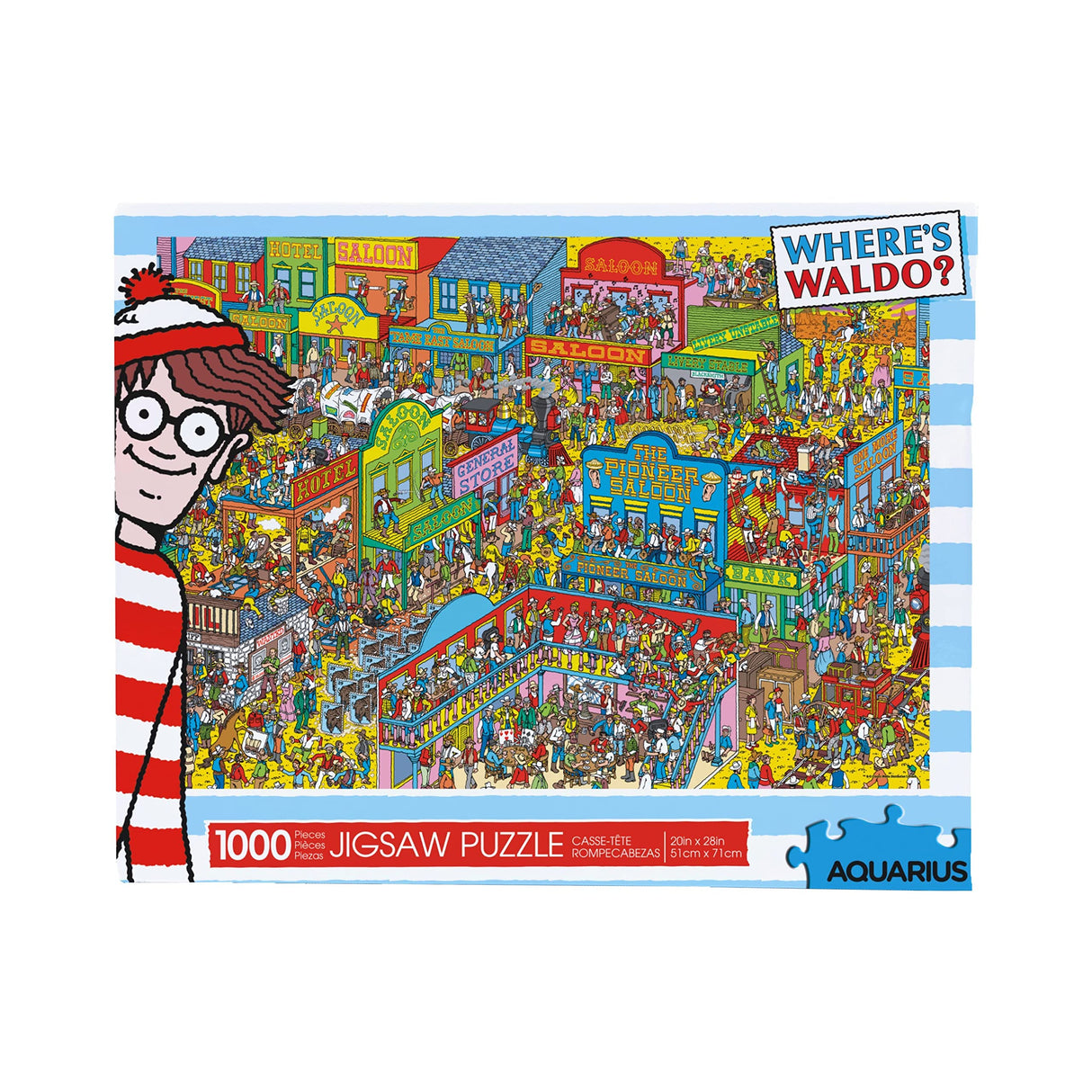 AQUARIUS Where's Waldo Wild Wild West Puzzle (1000 Piece Jigsaw Puzzle) - Glare Free - Precision Fit - Officially Licensed Where's Waldo Merchandise & Collectibles - 20 x 28 Inches AQUARIUS