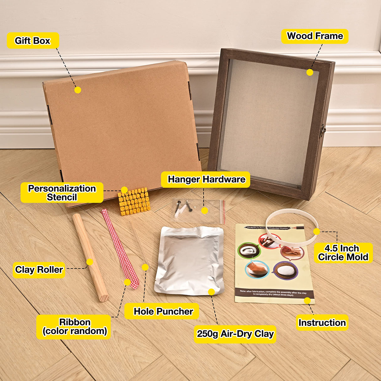 Gognlvn Pet Memorial Shadow Box with Clay Paw Print Impression Kit,Dog Wood Picture Frame Ornament as Loss Pet Keepsake and Gifts for Pet Lover Gognlvn