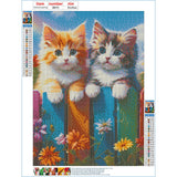 GDYEEH DIY 5D Cats Diamond Art Painting Kits, Kitten Full Round Drill Sparkling Diamond Painting Picture, Flowers Diamond Painting Art Craft Kits for Adults Beginners, Home Wall Decor 12x16inch GDYEEH