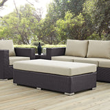 Modway Convene Wicker Rattan Outdoor Patio Rectangle Ottoman in Espresso Mocha Modway