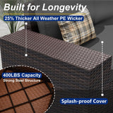 ASJMR Outdoor Patio Furniture Set, 6 Pieces Outdoor Sectional Furniture High Backrest Patio Sofa, All-Weather PE Rattan Patio Conversation Set with Coffee Table & Cushions-Black ASJMR